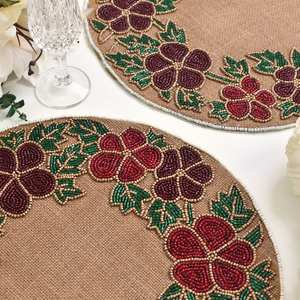 <b>Beaded</b> <b>Placemat</b> Handmade Round Charger for Luxury Dining & Holiday Decor Unique Piece Handmade <b>Beaded</b>, <b>Placemat</b>, Housewarming - Product Image 2