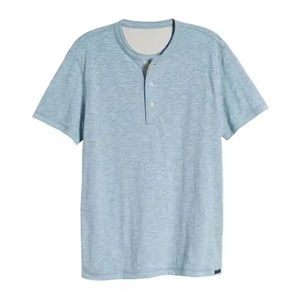 Camisetas de Cuello Redondo con Botones para Hombre de la Mejor Calidad, Tallas Grandes, Estilo Ringer, Proveedor Directo de Fábrica, Camisetas de Verano para Hombre con Cuello Redondo y Botones - Product Image 1