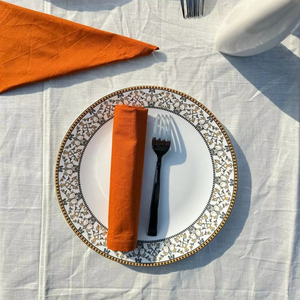 Servilletas de algodón cuadradas naranjas quemadas Vintage bohemias clásicas Ropa de mesa hecha a mano para la venta Servilletas y accesorios de tela - Product Image 1