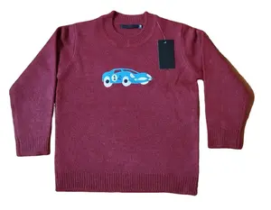 Детский однотонный пуловер с круглым вырезом
