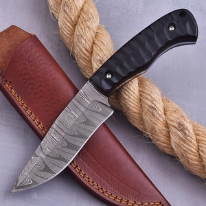 Cuchillo hecho a mano de acero de Damasco para caza y acampada al aire libre con hoja fija, Funda de cuero, cuchillo de vaquero de nuevo diseño compatible con OEM - Product Image 1