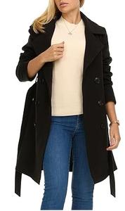 Manteau long à simple boutonnage, dernière tendance, pour le bureau, formel, pour femmes, couleur noire, respirant - Product Image 5