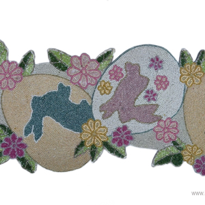 Juego de Camino de Mesa y Manteles Individuales de Lino Multicolor con Diseño de Conejo, Decoración Encantadora con Temática Animal para Mesa de Comedor en Primavera y Pascua - Product Image 1