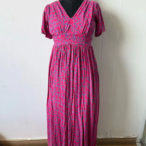 100% algodón estampado Floral Maxi Fit vestido acampanado bordado hecho a mano estilo Casual cintura Natural verano primavera lavable - Product Image 1