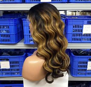 Perruque HD cheveux humains brésiliens French Curl avec mèches sur le devant Perruque de cheveux humains vierges à lacet frontal complet alignés sur les cuticules pour femmes - Product Image 6