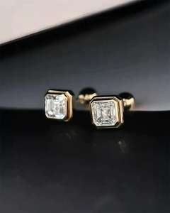 Boucles d'oreilles clous en diamant taille Asscher de 1,02 carat, cultivé en laboratoire, scintillant, en or massif 14 carats, bijoux fins pour femme, cadeau pour mariage - Product Image 6