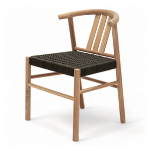 Juego de mesa de comedor de madera de teca hecha a mano de alta calidad, 8 sillones de comedor con asiento de cuerda para muebles de jardín de parque de Hotel - Product Image 4