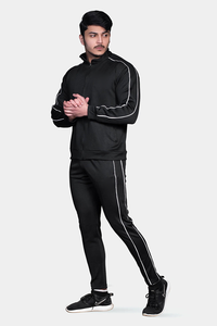 Bloque de color personalizado, multicolor, blanco y negro, diseño de rayas a la moda, chándales holgados de gran tamaño, cremallera completa a prueba de viento - Product Image 4