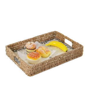 Bandeja rectangular de mimbre con incrustaciones de perlas para el hogar, bandeja de mimbre decorativa hecha a mano con nuevo diseño para el Ramadán Eid 2023 - Product Image 6