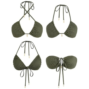 Ensemble bikini 2 pièces respirant pour femme, imprimé léopard, avec logo personnalisé sur le devant, qualité supérieure, élasthanne/polyester, prix abordable - Product Image 5