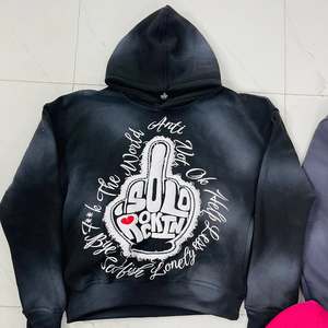 Sweat à capuche unisexe en molleton 100 % coton, coupe ample, imprimé en relief, 430g, écologique, anti-boulochage, pour streetwear hivernal, vente en gros sur mesure - Product Image 4