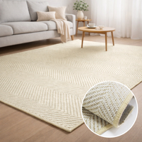Alfombra Moderna Manemi de Tejido Plano Chevron, Polipropileno, Pelo Fino, Rectangular, Antideslizante con Base de Goma, Lavable, para Sala de Estar