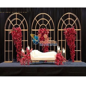Vente en gros d'arches en métal 4D pour décoration de scène de mariage Arches en métal doré pour réception de mariage de nuit Scène de réception occidentale moderne - Product Image 1