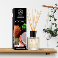 Difusor de Aromas Aromatika de Coco en Vaso de Vidrio de 200 ml, Libre de Ftalatos, con Aroma Tropical Exótico Fresco y Fragancia Duradera