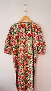 <b>Bohemian</b> Floral Cotton Midi Tunic <b>Dress</b> Handmade Summer Casual Outfit For Women - Product Image 5