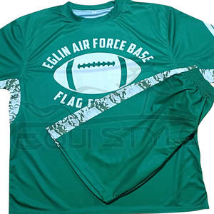 Ensemble maillot et short de football vert Impression par sublimation personnalisée Slogan col rond uniforme de football en coton et polyester pour hommes - Product Image 3
