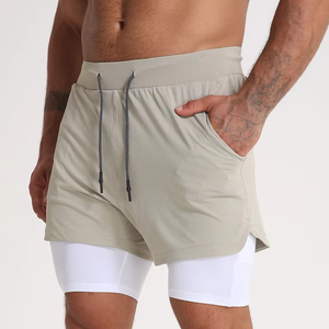 Double <b>Layer</b> Men Shorts Active Wear Breathable Comfort Custom Logo Printing Custom Size - Product Image 1
