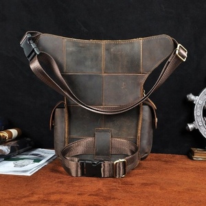 Bolso de Pierna de Cuero Genuino Vintage, Impermeable, Duradero, con Cierre de Cremallera, Forma de Almohada, Patrón de Letras, Unisex, para Motocicleta y Senderismo - Product Image 5