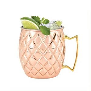 Ensemble de 2 mugs en cuivre à poignée design Moscow Mule Tasse à bière en acier inoxydable avec poignée en laiton - Product Image 2
