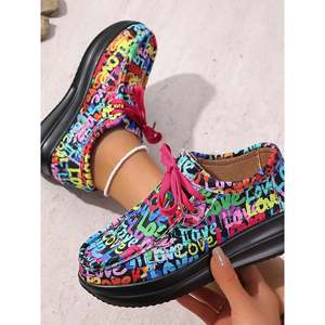 Scarpe Casual con Tipografia Graffiti, Traspiranti e Comode per Tutte le Stagioni, Leggere con Soletta Morbida in Cotone - Product Image 2