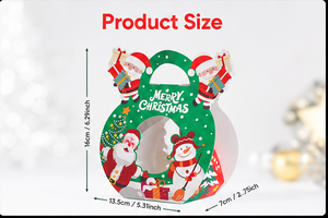 Custom <b>Christmas</b> Gable Treat <b>Boxes</b> with Bow Handle Green Red Full Color Printed Party Favor Candy Gift Packaging Wholesale - Product Image 6