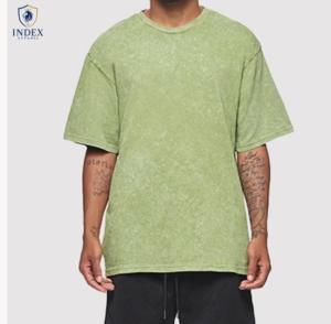 Camiseta de Algodón Verde Sólido Extra Grande para Hombre, Cuello Redondo, Manga Corta, Corte Holgado Informal, Largo Regular, Marca Index Apparel - Product Image 1