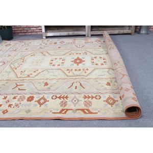 Tapis turc vintage, grand tapis de 6,6 x 9,2 pieds, tapis floral brun orangé - Product Image 5
