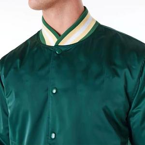 Personalizado Varsity bordado acolchado forrado Unisex béisbol bombardero lona invierno Stand Collar frente Logo chaqueta - Product Image 6