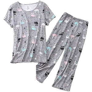 เซ็ตชุดนอนผ้าฝ้าย2ชิ้นสำหรับผู้หญิงชุดนอนสำหรับฤดูหนาวกำหนดโลโก้ได้เอง - Product Image 1