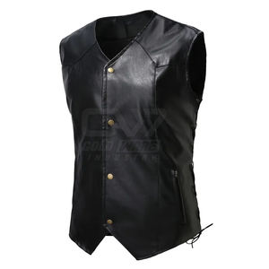 Chaleco de hombre con diseño de logotipo personalizado, precio al por mayor, chaleco de cuero de moda informal para exteriores e Invierno - Product Image 3