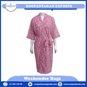 Kimono indien à motif floral imprimé en blocs au meilleur prix 100% coton Cambric Spaghetti Strap Wraparound pour les femmes Soft Summer - Product Image 4