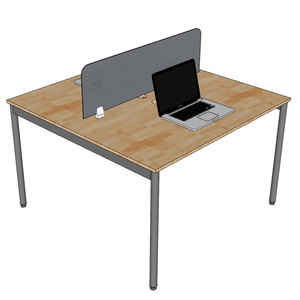 Mesa de Trabajo OMA II con Patas de Acero y Madera de Caucho para 2 Personas, 120x120cm HBOM210, Diseño Moderno, Muebles de Oficina, Escritorio de Trabajo con Doble Motor - Product Image 3