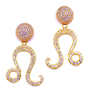 Fashionable 925 Sterling Silver <b>Earring</b> <b>Set</b> <b>Gold</b> Plated with White Topaz Gemstone Classic Style Women's Wear Charm - Product Image 4