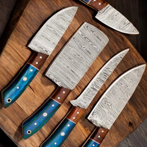 Ensemble de couteaux de chef japonais en acier damas fabriqués à la main couteaux de cuisine 5 pièces personnalisés - Product Image 5