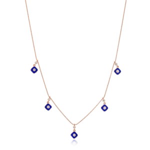 Collier avec pendentif carré en émail bleu, design shaker, fabrication turque, vente en gros, bijoux en argent sterling 925 - Product Image 1