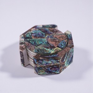 Bào Ngư Vỏ Đá Coaster 6 miếng Bàn cà phê bàn ăn bàn hiện đại đế lót ly tân gia Món quà trang trí bằng đá cẩm thạch - Product Image 2