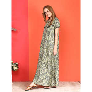 Camisón Evolve Alpine Casual de Longitud Completa con Bolsillo Lateral, Bordado en el Escote, Tejido Suave, Cierre Elástico en la Cintura, Estilo Adorable - Product Image 6