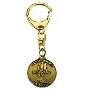 Llavero de oro antiguo de aleación de zinc con logotipo de diseño de forma personalizada - Product Image 4