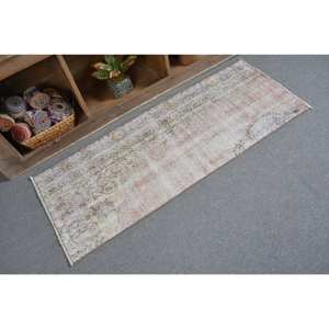 Vintage 2x5ft turc tapis Beige bleu Patchwork laine à la main grande surface Rectangle tapis Latex support pour adolescent chambre décor - Product Image 2