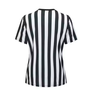 Camisa de árbitro de fútbol profesional para mujer, con cuello en V uniforme de fútbol, ropa de árbitro, camisa grande de manga corta para correr en blanco y negro - Product Image 2