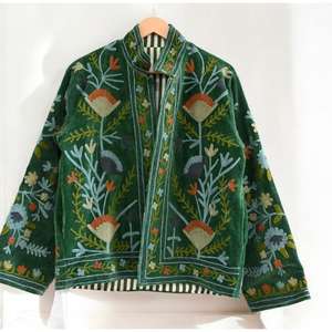 Customizable Handmade Boho Jacket Indian Suzani <b>Velvet</b>, Embroidered, Long Sleeves, Ethnic Winter Wear for Men & Women - Product Image 1