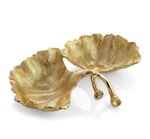 Plateau de service décoratif feuille d'or en aluminium de luxe et serveur de chocolat pour cadeau de fête et de décoration intérieure - Product Image 4