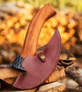 Cuchillo de cocina con hacha cortador de pizza de acero al carbono 1095 de alta calidad hecho a mano con Funda de cuero para pizzas y más. - Product Image 6