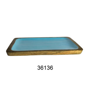 Plateau de service rond en bois enduit d'émail de vente chaude pour la maison et les hôtels plateau de service de nourriture imprimé en bois naturel personnalisé - Product Image 2