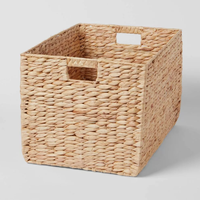 Panier de rangement tissé en jacinthe d'eau, multifonctionnel, couleur naturelle, fait main, pour la cuisine et la literie