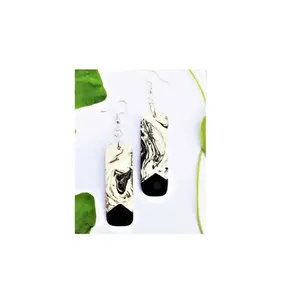 Pendientes colgantes circulares con incrustaciones de resina clásica de alta calidad con piedra principal de perla para Bodas de compromiso de aniversario - Product Image 5