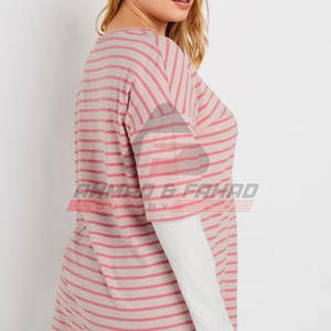 เสื้อยืดแขนสั้นสำหรับผู้หญิงสองชั้นพิมพ์ลายสีออกแบบใหม่สำหรับฤดูร้อน - Product Image 3