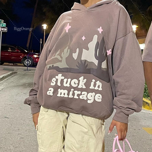 Sudaderas Cortas de 350 g/m², Ropa Urbana al por Mayor, Logotipo Personalizado, Impresión Puff, Sudadera Lisa para Mujer - Product Image 4