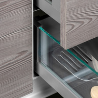 Cajón Exterior Emuca Vertex, 40 kg, 131 mm de Altura, 500 mm de Profundidad, Acero, Aluminio, Vidrio, Gris, Utensilios de Cocina, Origen España, Modelo 3130335
