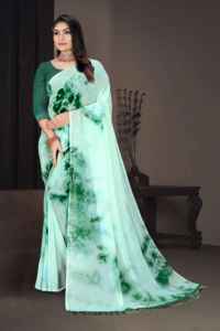 เสื้อส่าหรีสำหรับปาร์ตี้พิมพ์ลายผ้าหรูหราพร้อมเสื้อสำหรับชุดพื้นเมืองและดั้งเดิมสินค้าส่งออกสุดพิเศษ - Product Image 5